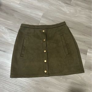 Green suede mini skirt